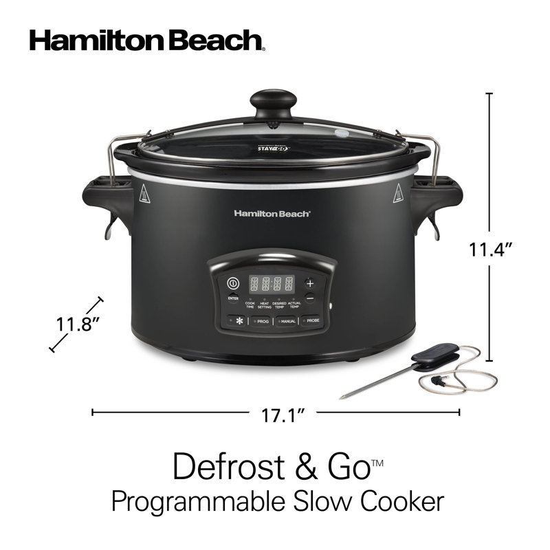 Mijoteuse programmable Hamilton Beach Defrost & Go, sonde de température, capacité de 6 pintes, 33962