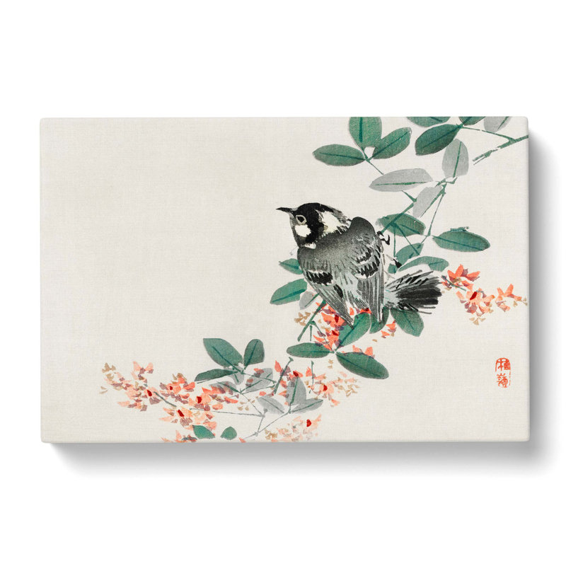 Chickadee Bird With Orange Flowers by Kono Bairei - Wrapped Canvas Painting, 35cm H x 50cm W x 3cm D