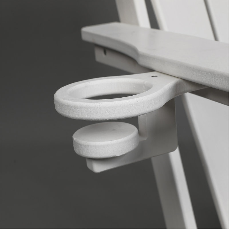 Chaise Adirondack pliante en PEHD avec porte-gobelet double - Chaise Adirondack en composite avec texture bois, Blanc