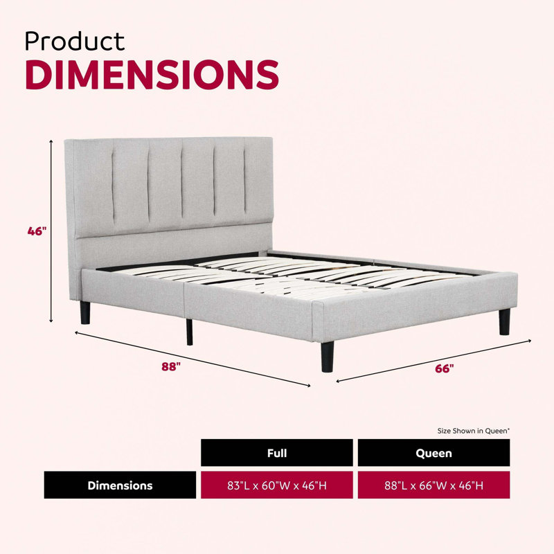 Upholstered Platform Bed, Tufted Headboard(Only Bed), Full