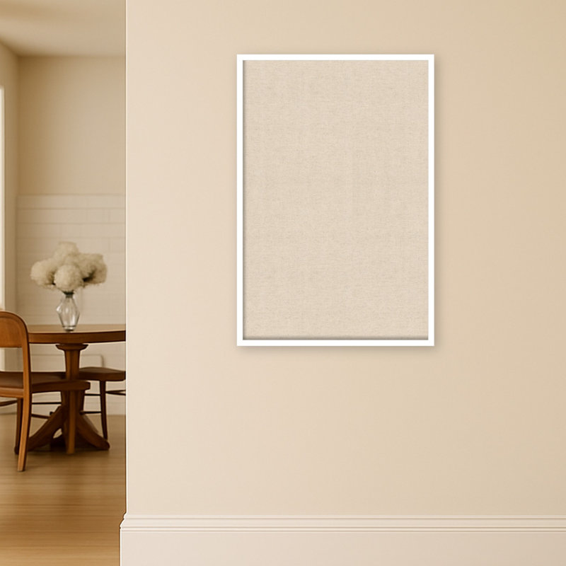 Tableau d'affichage encadré en tissu, babillard à tissage neutre 37 x 25 pour l'organisation murale, Blanc svelte