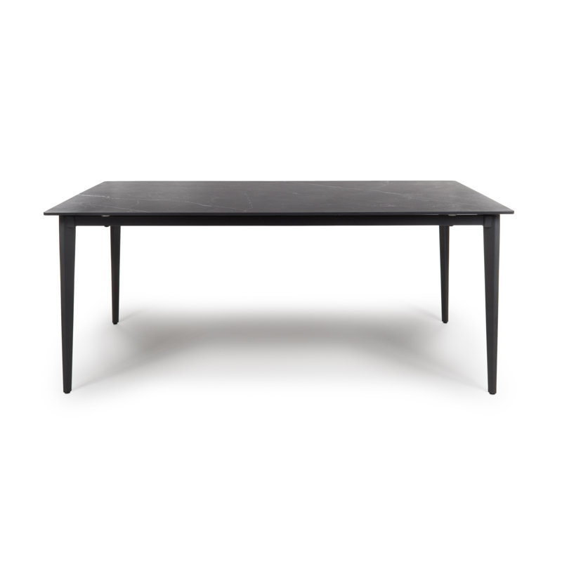 Buisan Stone Top Metal Base Dining Table, Black