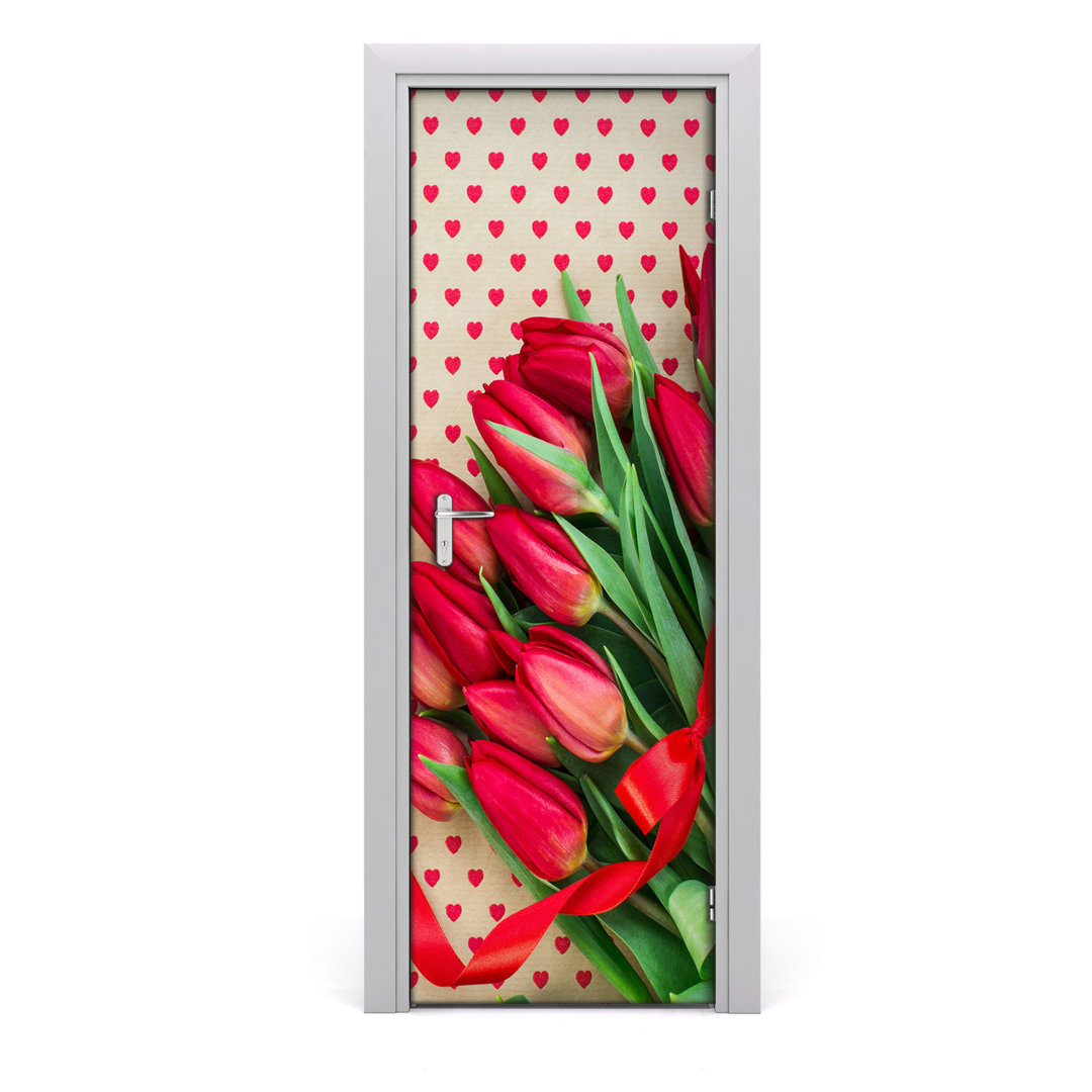 Selbstklebende rote Tulpen Türaufkleber