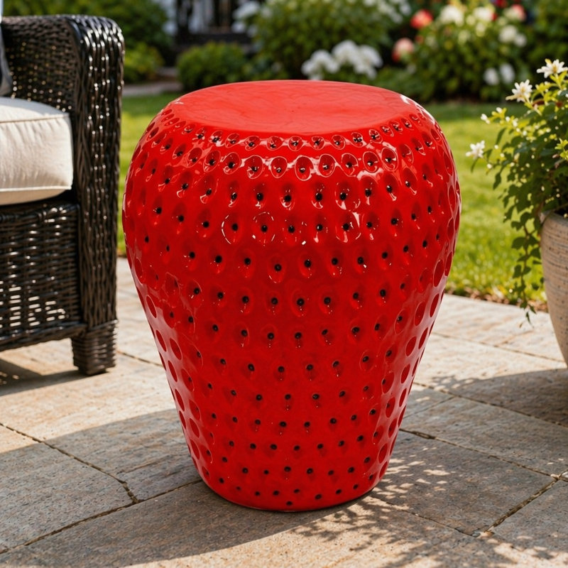 Tabouret à fruits Strawberry, tabouret surdimensionné en résine de 13,4 po, table d'appoint, décorations de jardin pour l'intérieur et l'extérieur, mobilier de jardin innovant et polyvalent