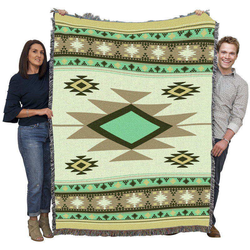 Jeté en coton Pure Country Weavers, Vert / brun oriental