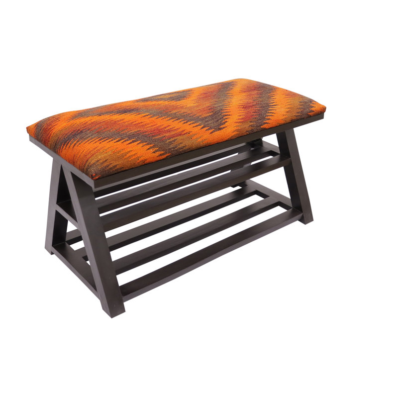 Banc de rangement rembourré avec tablettes