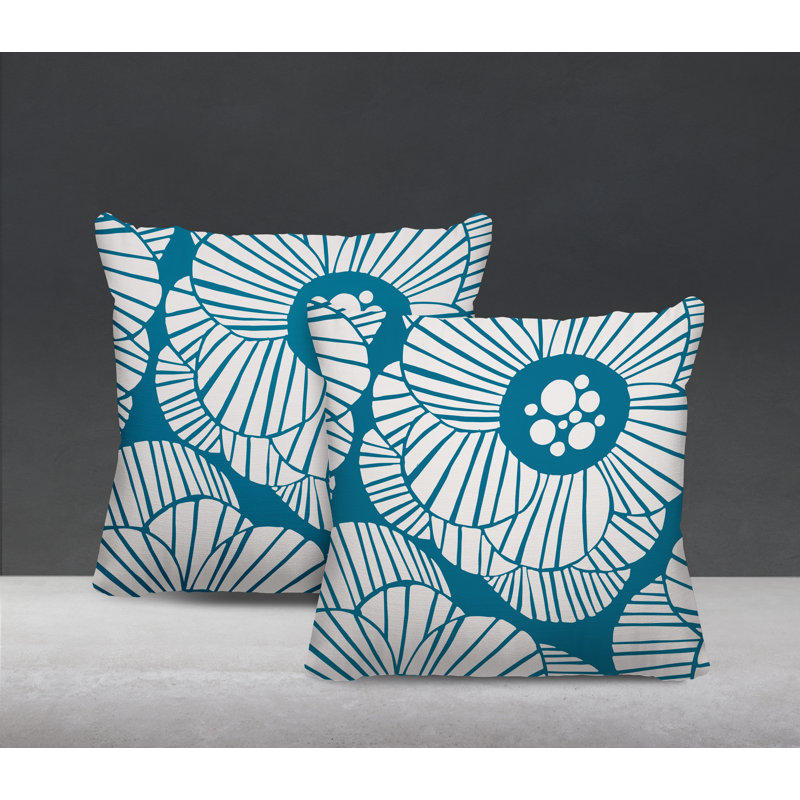 Housse et insert de coussin décoratif intérieur / extérieur en mélange de polyester, L 17 po x H 17 po, Turquoise