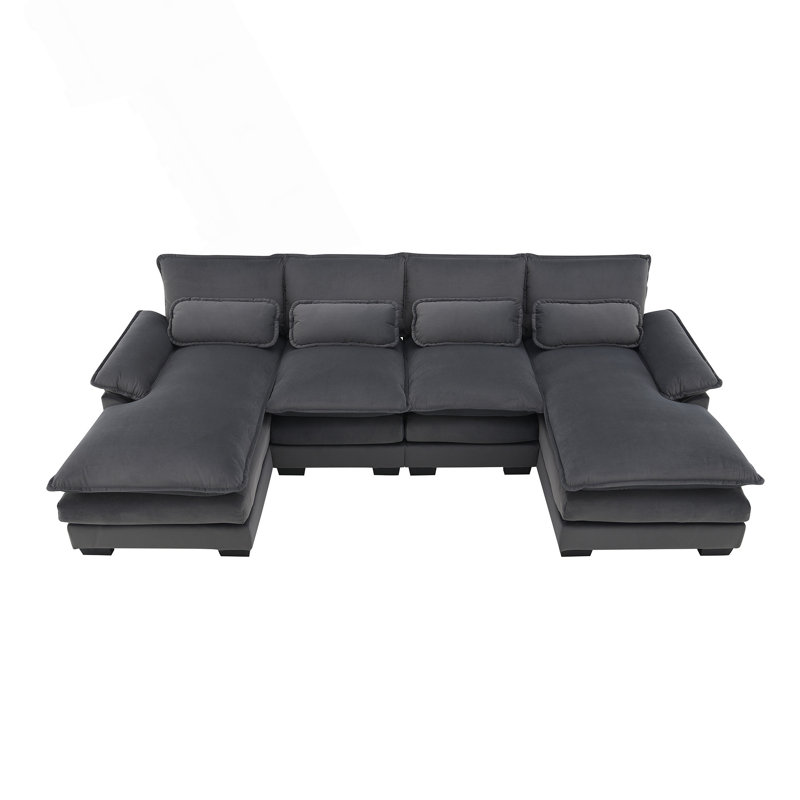 Canapé modulaire en forme de U 109,8 * 55,9 po avec coussins de taille, confort et soutien pour la détente, Grey Velvet