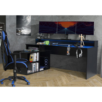 Social Changing Led L-Shape Computer Desk