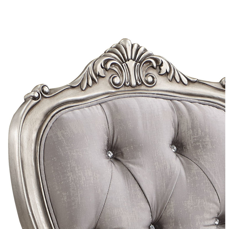 Ensemble de 2 chaises d'appoint en velours et finition platine antique