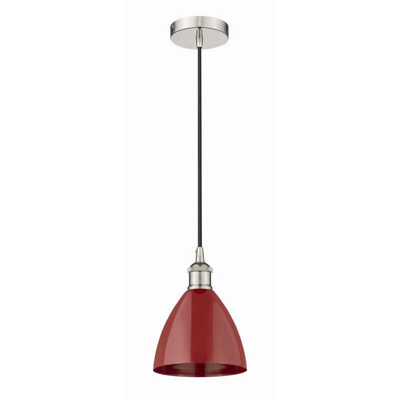 Luminaire suspendu simple à 1 lumière Schiavone, Rouge, Nickel poli