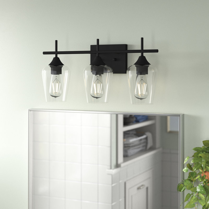 Éclairage de salle de bain à intensité variable 3 lumières Farfan, Noir, Transparent