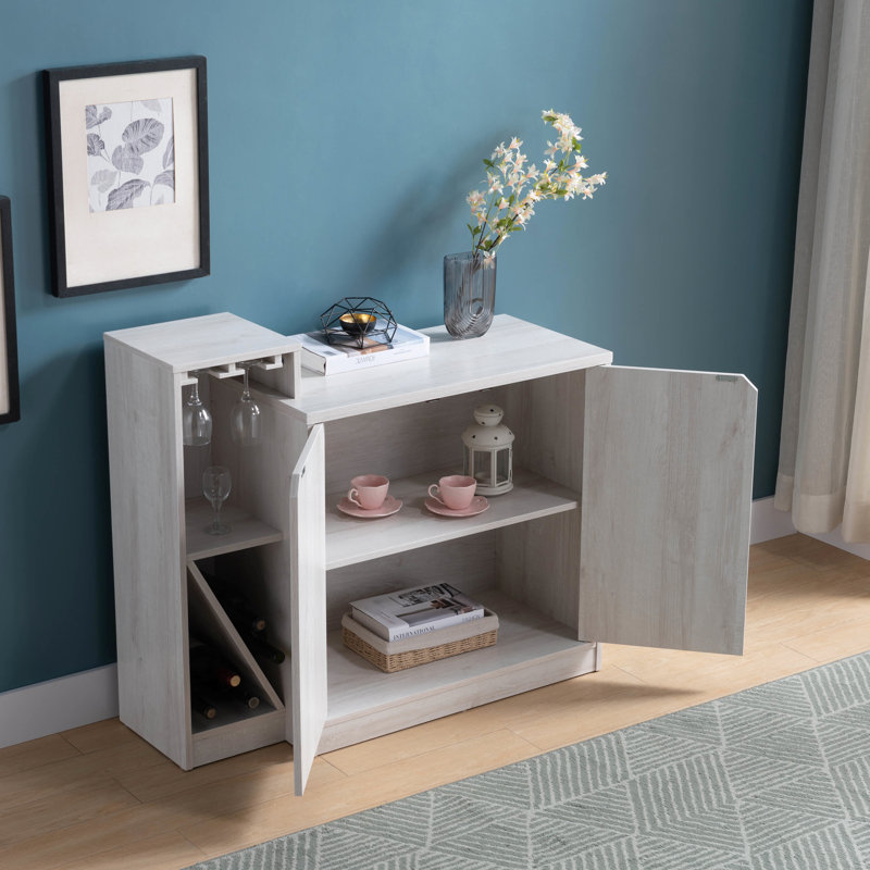 Armoire de rangement pour bouteilles de vin - conception en chêne blanc, peut contenir 4 bouteilles, 2 portes, 3 tablettes, un support amovible pour la collection et la présentation de présentoirs artistiques, 4 rangements, 2 portes, exposition chic