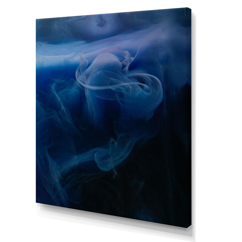 Abstrait tourbillons bleu foncé - décoration murale moderne en toile, Toile tendue, H 12 po x l 8 po x P 1 po