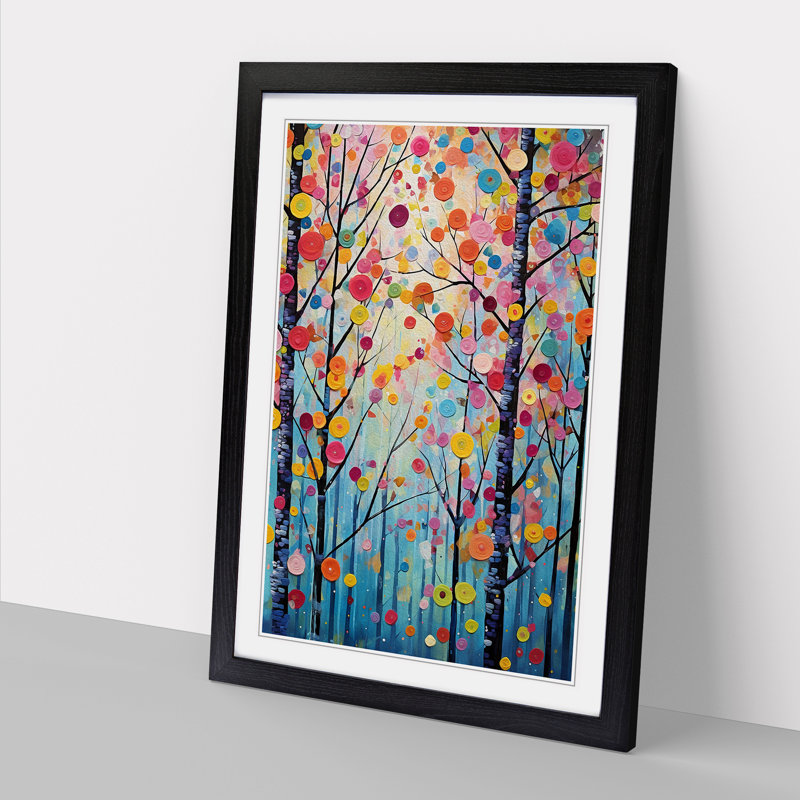 Spring Forest Abstract No.2 - Single Picture Frame Print on Wood, Black, 46cm H x 34cm W x 2cm D