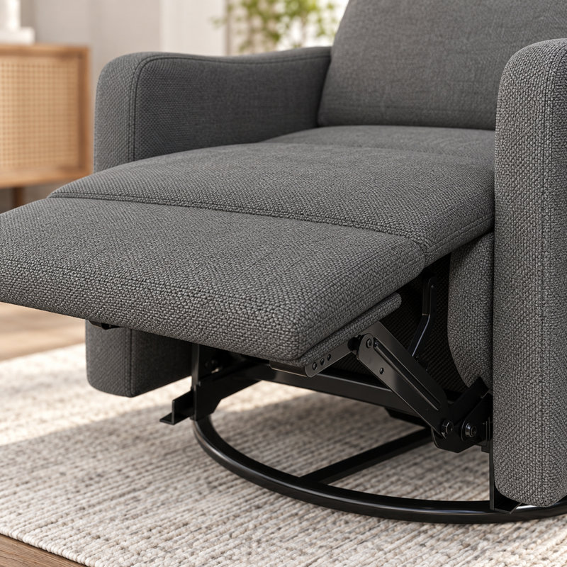 Fauteuil inclinable à bascule pivotant 270 degrés pour petits espaces, fauteuil rembourré en velours gris foncé