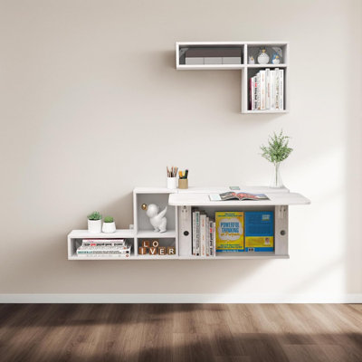 Bureau modulaire mural pliable avec tablettes