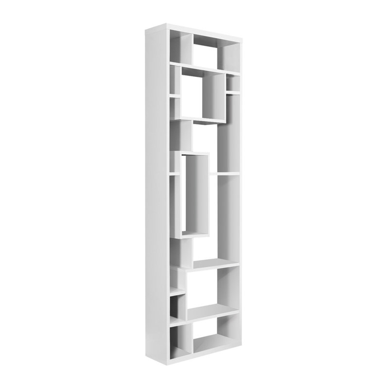 Contemporary White 72" High Asymmetrical Bookcase