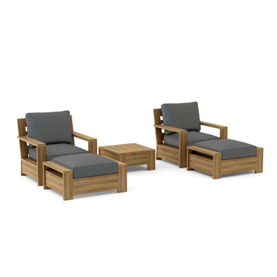 Madera Teak 2 - Person Patio Conversation Sets with Sunbrella® Cushions