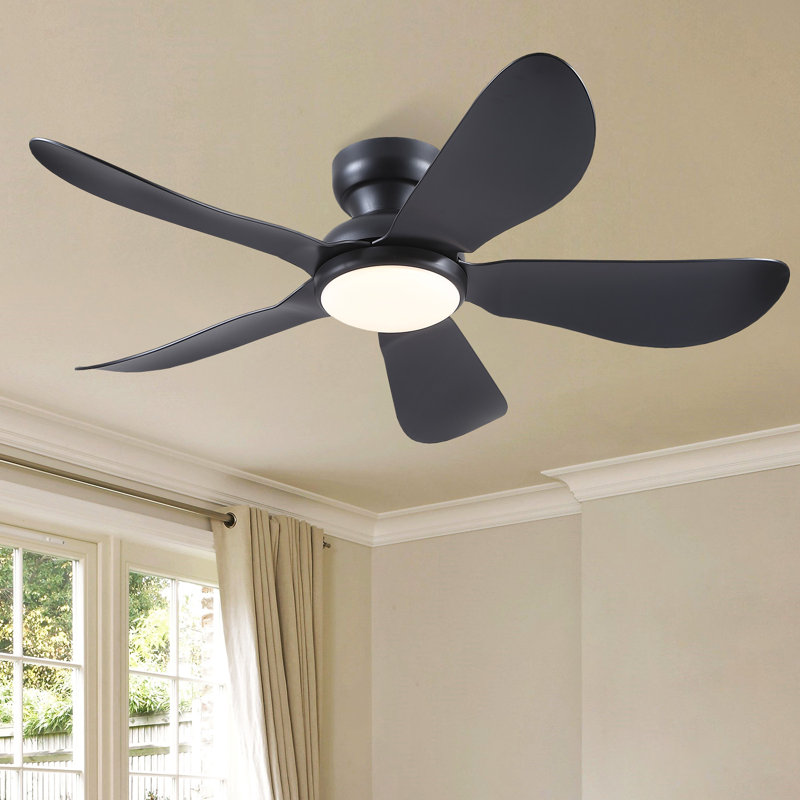 Ventilateur de plafond encastré avec lumière et télécommande / app, Black, 46" Wide