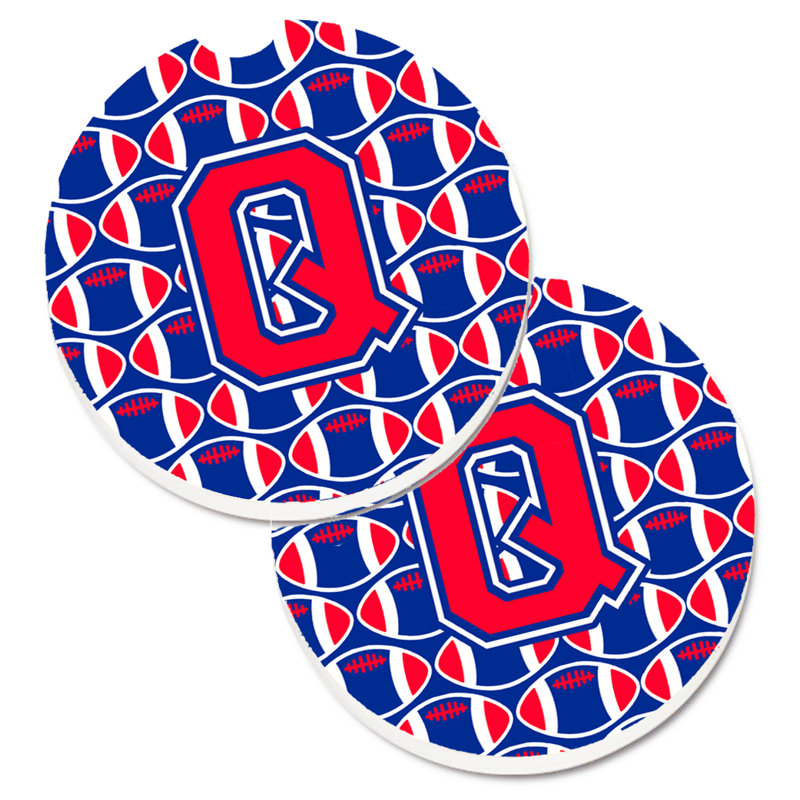 Sous-verre de football, Q, Cramoisi de Harvard / bleu de Yale