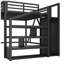Lit mezzanine double avec armoire intégrée et escalier de rangement Bonwell l 56,7 po x P 90,9 po x H 63,4 po