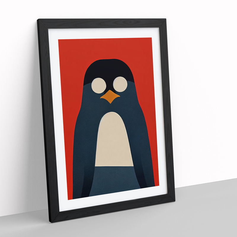 Penguin Abstract Art No.4 - Wall Art, Black Framed Paper, 66cm H x 48cm W, White