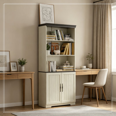 Vitrine à 5 niveaux avec tablettes réglables et portes de grange