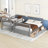 Twin-Over-Full Bunk Bed With Ladders And Two Storage Drawers(Gray)-2080933805