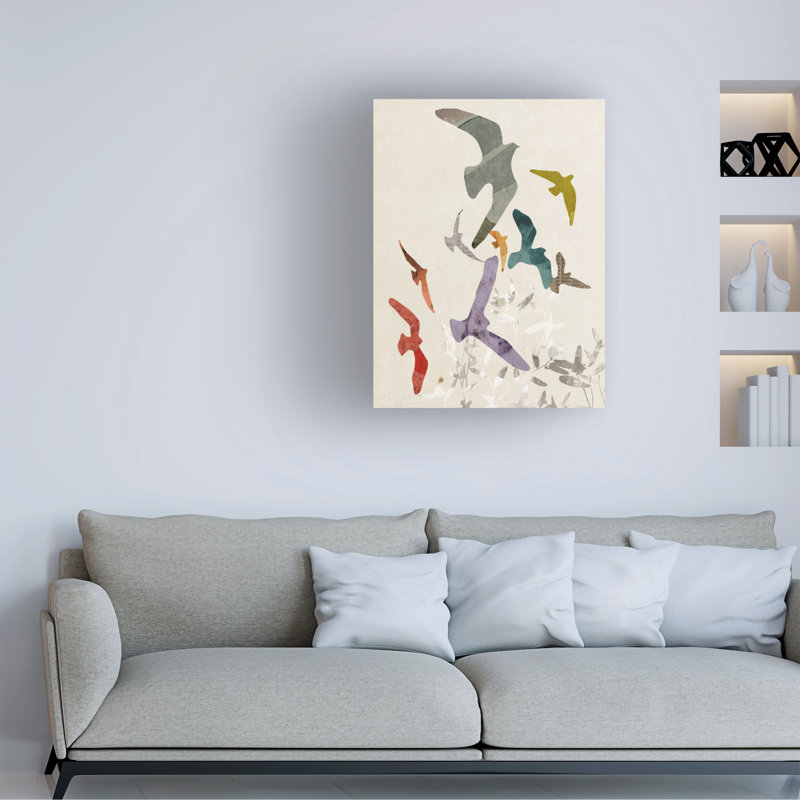 Art mural sur toile tendue - «Flocking I» de Victoria Barnes pour décoration de salon, de chambre à coucher ou de bureau - 35 x 47