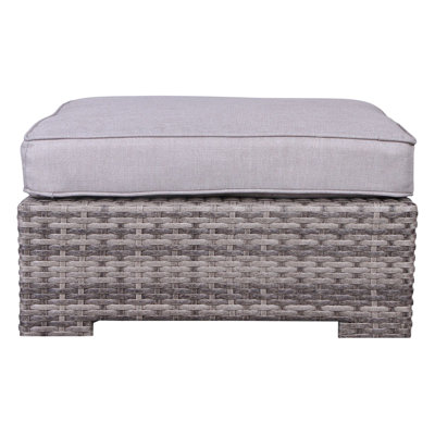 Oene Fully Assembled Wicker Outdoor Ottoman with Olefin Cushion