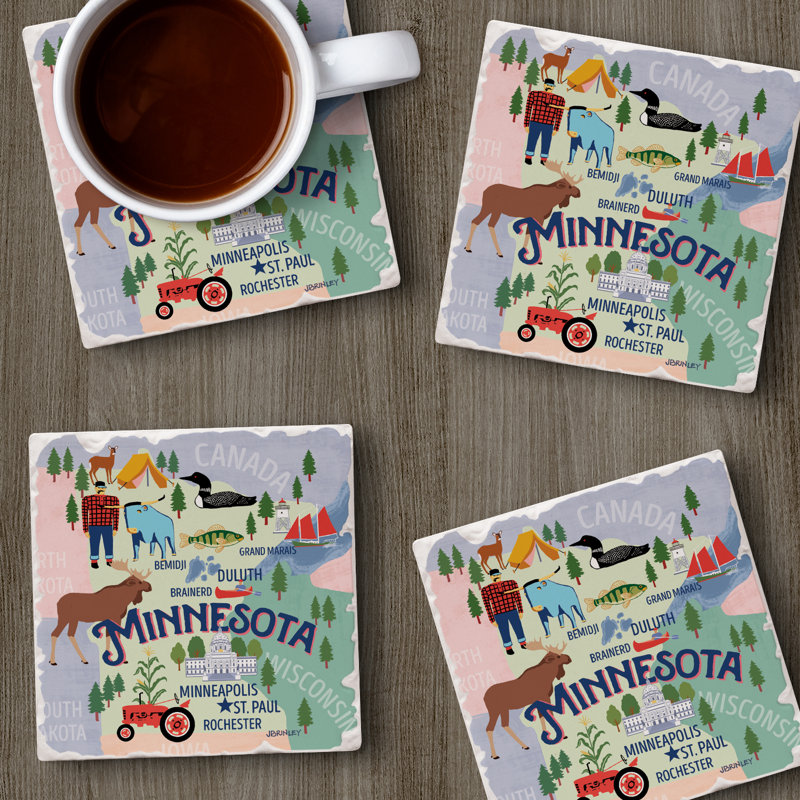 Thirstystone Minnesota 4 Piece Tumbled Tile Coaster Set