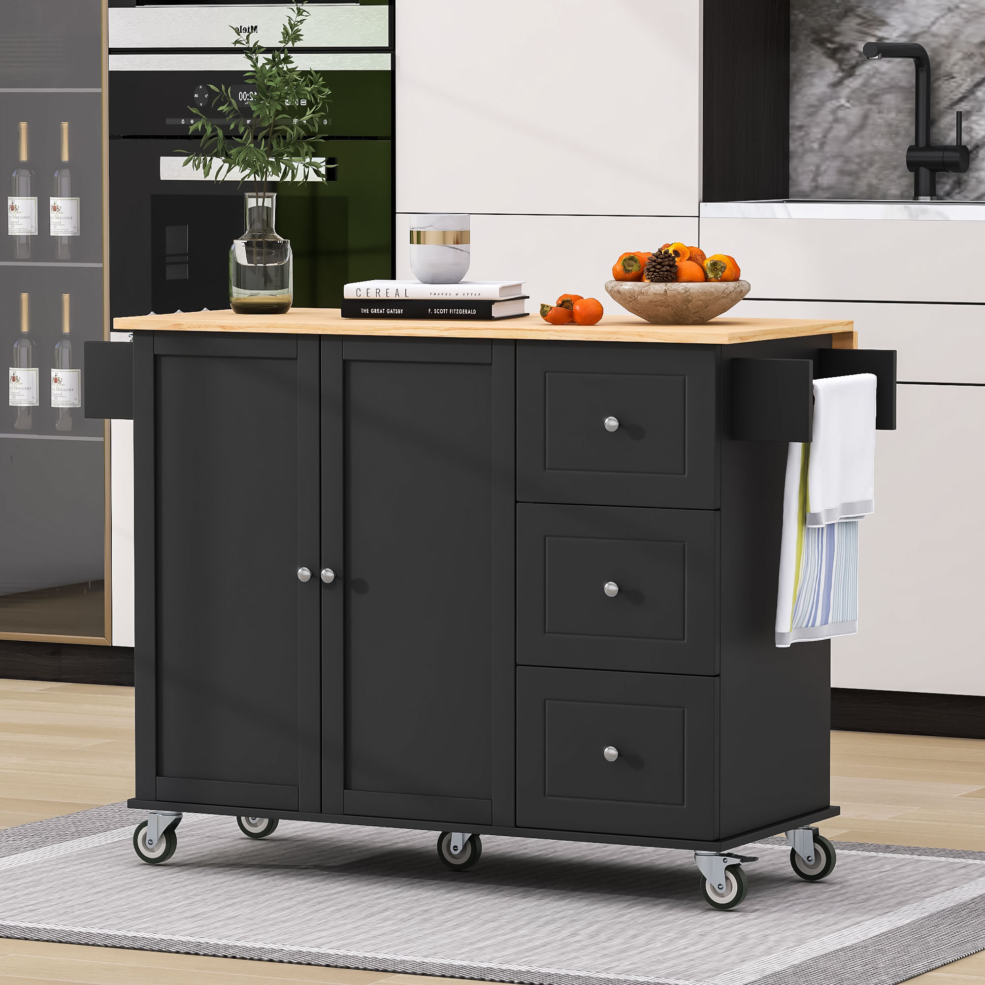 Lark Manor Aleg Solid Wood Top Kitchen Island & Reviews | Wayfair