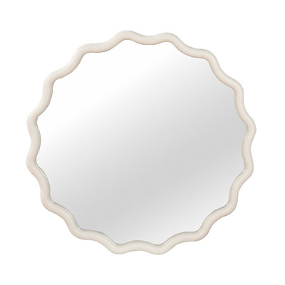 Round Solid Wood Frame Decorative Mirror