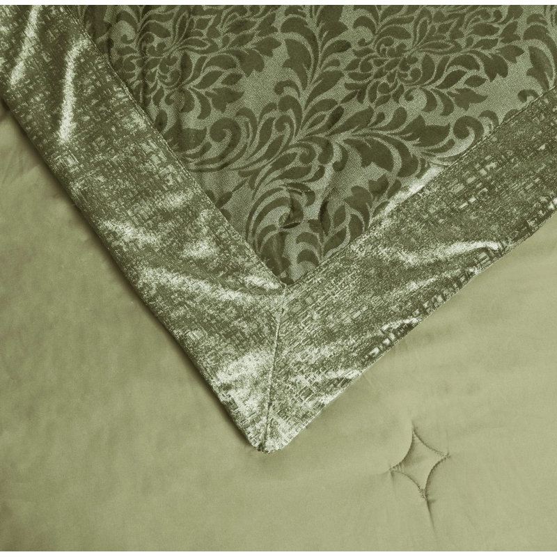 Emilia Bedspread Set with Pillow Shams – Luxury Jacquard Damask Coverlet Bedding for Double, King & Super King Sizes, Green