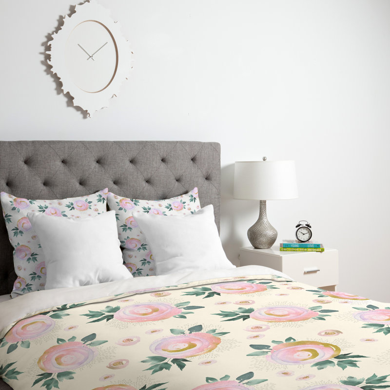 Housse de couette Rose, Housse de couette pour lit simple / TG