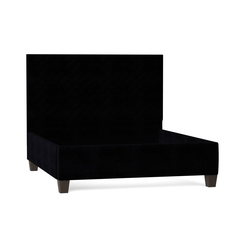 Leigh Upholstered Bed, Queen, Bella Black Performance Velvet, Brown Mahogany