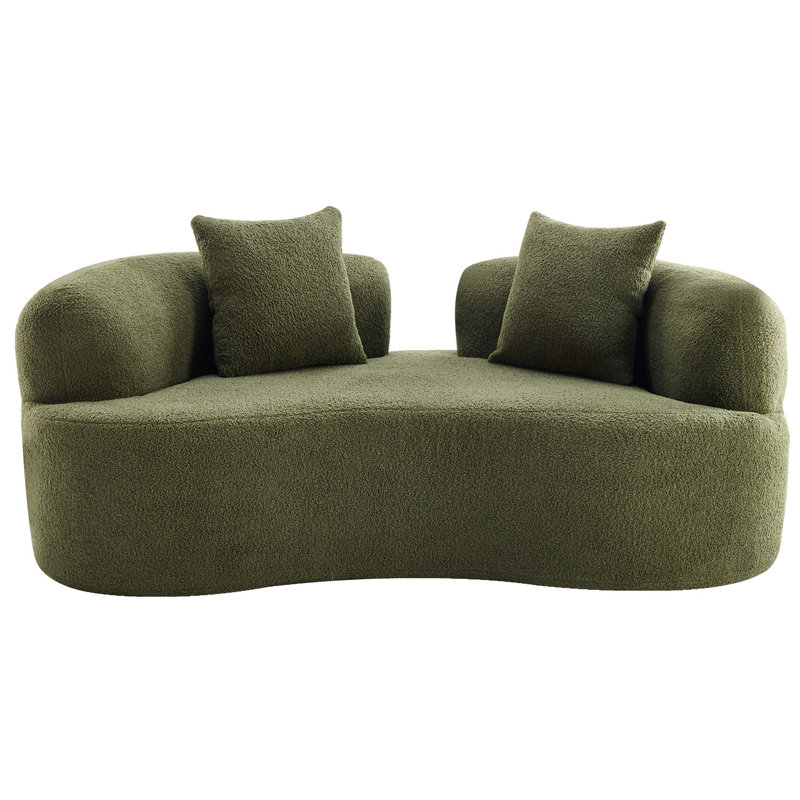 Causeuse courbée 66,93 pouces à compression complète, tissu en velours de peluche, canapé compact sans assemblage pour petits espaces et appartements, capacité de 350 lb