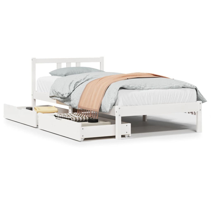 Louisburg Solid Wood Bed, 95.5 x 205.5 cm, White