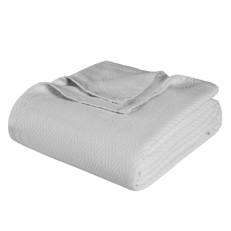 Jeté en coton toutes saisons Jareth, Lit simple, Gris