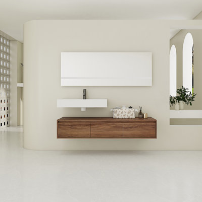Meuble-lavabo mural avec lavabo simple en résine
