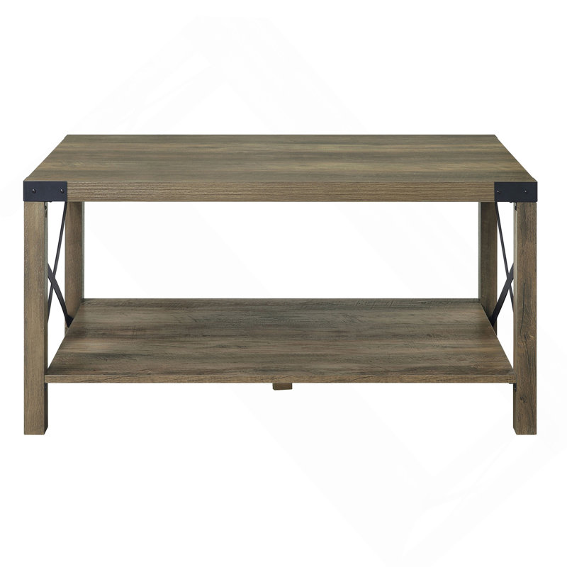 Table basse, chêne rustique avec tablette inférieure
