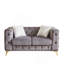 Canapé Chesterfield de 61,25 pouces en velours capitonné avec 2 coussins et pieds en métal