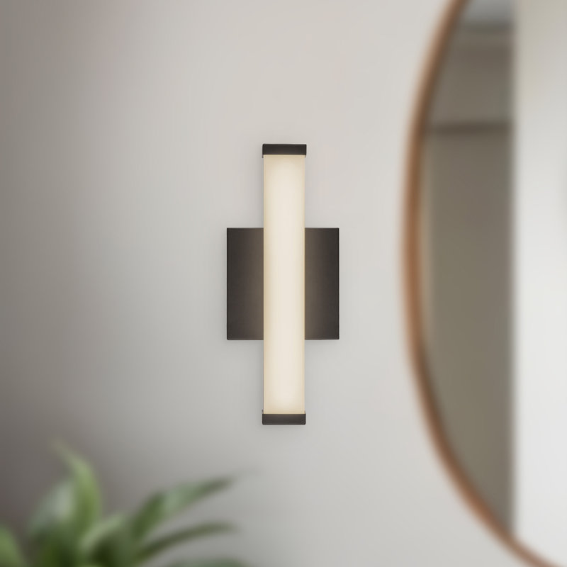 Geri 12-in Black dimmable LED Wall Sconce, Matte Black, 12-in
