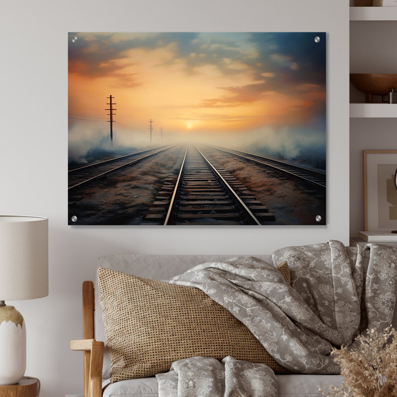 Train Transcendent Tracks - Train Acrylic Wall Art, 16" H x 32" W
