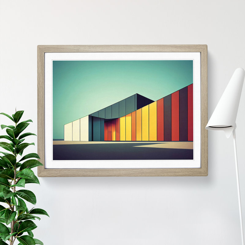 XH1022-6067X Modern Building Architecture Vol.1 - Single Picture Frame Print, 46cm H x 64cm W x 2cm D, Oak