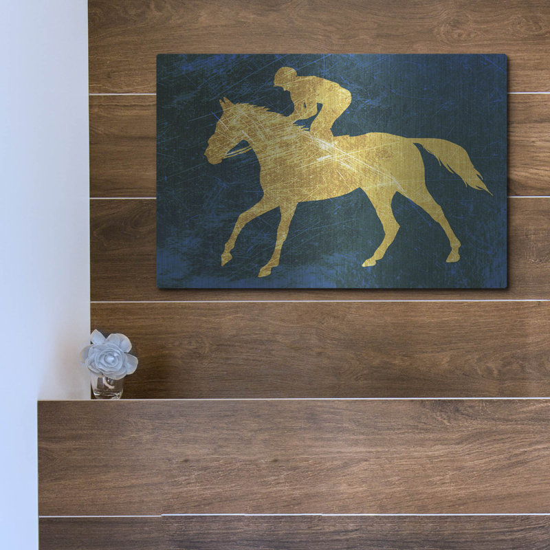 «Gold Jockey On Blue» par Irena Orlov, H 12 po x l 16 po