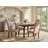 5 Piece Kitchen Table Set for 4 Includes a Rectangle Dining Table with Butterfly Leaf and 4 Light Tan Linen Fabric Parson Chairs, Mahogany