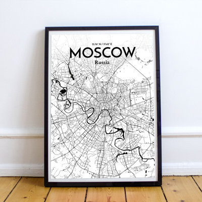 Moscow City Map - Unframed Graphic Art Print on Paper