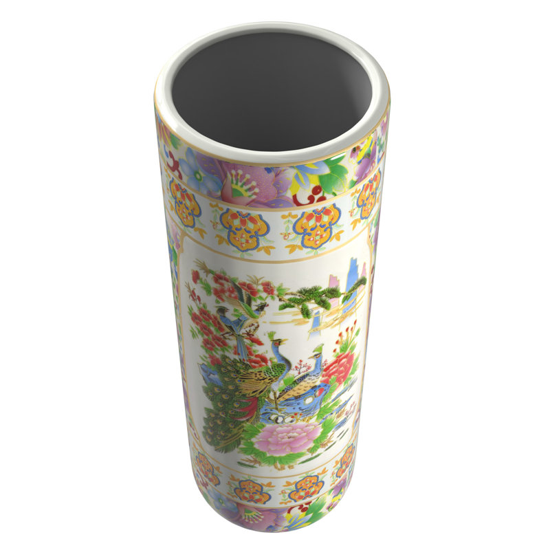 Amalbergas Umbrella Stand, Peacock and Floral White